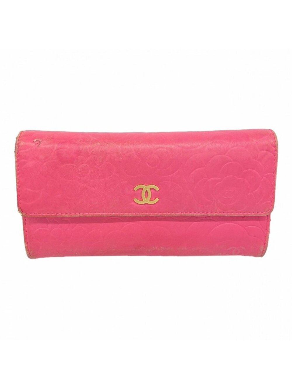 Chanel Wallet Camellia Lambskin Pink Champagne Gold